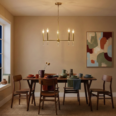 Courtyard Five Light Golden Brass Candle Light Chandelier 24"W × 17.75"H from Ashcroft Furniture - Luna Furniture