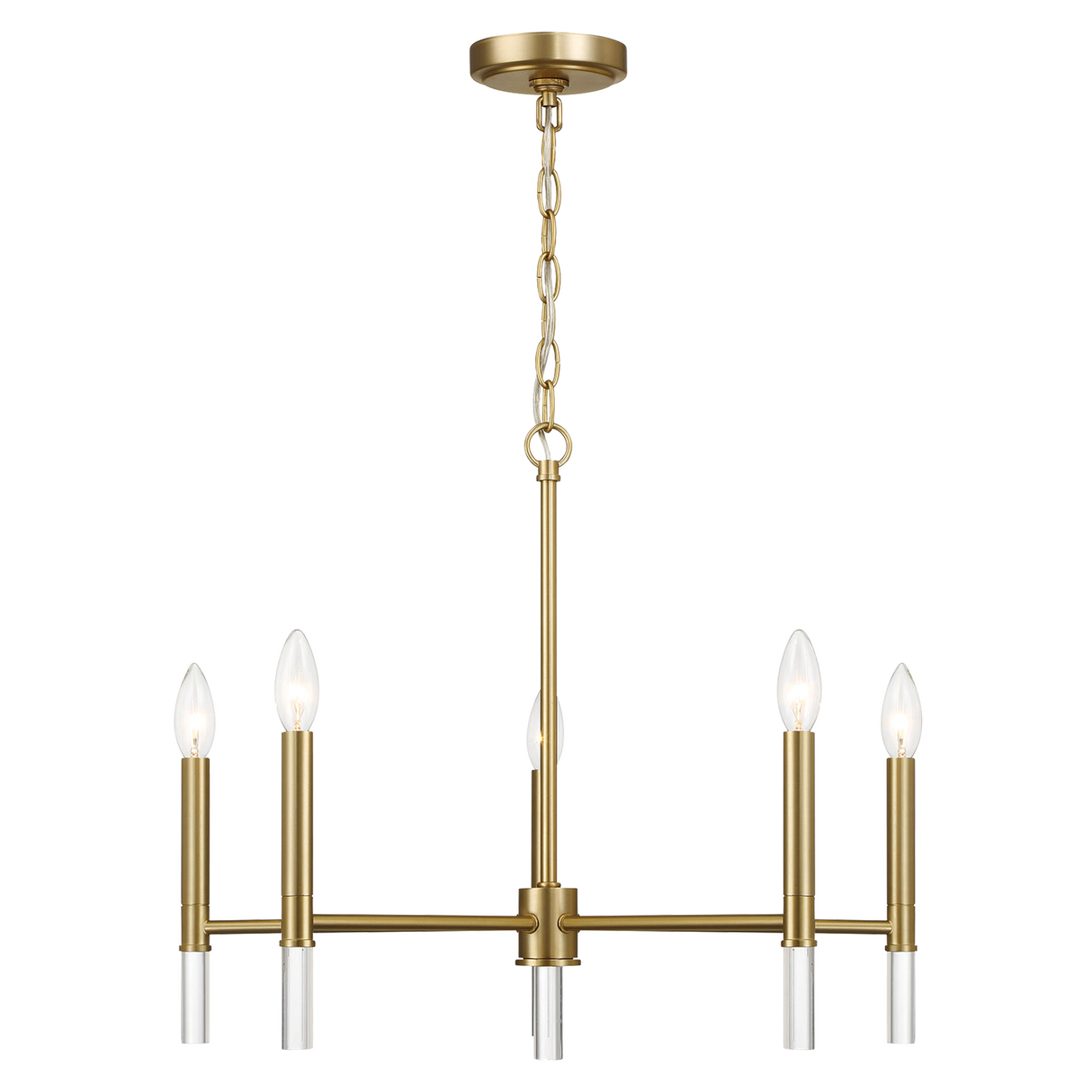 Courtyard Five Light Golden Brass Candle Light Chandelier 24"W × 17.75"H from Ashcroft Furniture - Luna Furniture