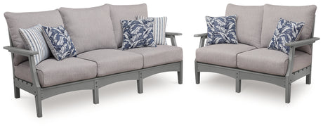 Cove Beach Outdoor Sofa and Loveseat in Gray from Ashley - Luna Furniture