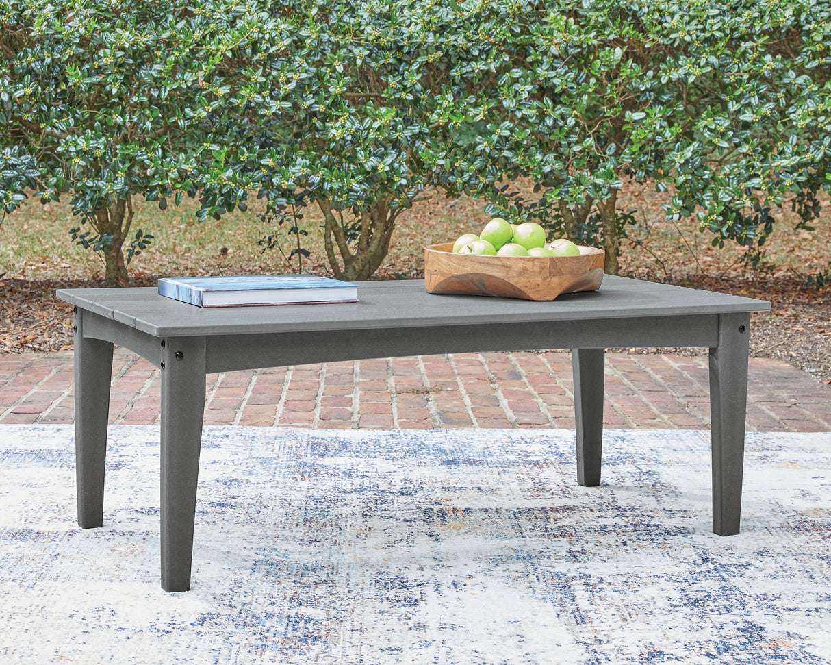 Cove Beach Outdoor Sofa and Loveseat with Coffee Table in Gray from Ashley Furniture - Luna Furniture