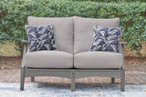Cove Beach Outdoor Sofa and Loveseat with Coffee Table in Gray from Ashley Furniture - Luna Furniture
