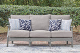 Cove Beach Outdoor Sofa and Loveseat with Coffee Table in Gray from Ashley Furniture - Luna Furniture