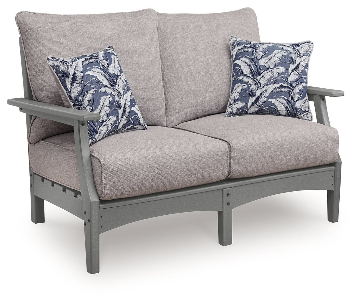 Cove Beach Outdoor Sofa and Loveseat with Coffee Table in Gray from Ashley Furniture - Luna Furniture