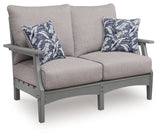 Cove Beach Outdoor Sofa and Loveseat with Coffee Table in Gray from Ashley Furniture - Luna Furniture