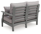 Cove Beach Outdoor Sofa and Loveseat with Coffee Table in Gray from Ashley Furniture - Luna Furniture