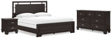 Covetown California King Panel Bed with Dresser and Nightstand in Dark Brown from Ashley - Luna Furniture