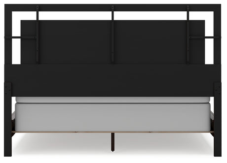 Covetown California King Panel Bed with Mirrored Dresser in Dark Brown from Ashley - Luna Furniture