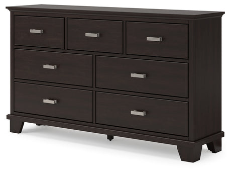 Covetown Full Panel Bed with Dresser and 2 Nightstands in Dark Brown from Ashley - Luna Furniture