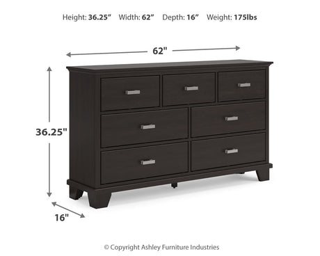 Covetown Full Panel Bed with Dresser and Nightstand in Dark Brown from Ashley - Luna Furniture
