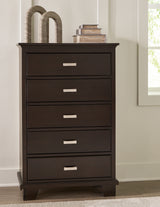 Covetown Full Panel Bed with Mirrored Dresser and Chest in Dark Brown from Ashley - Luna Furniture