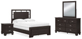 Covetown Full Panel Bed with Mirrored Dresser and Nightstand in Dark Brown from Ashley - Luna Furniture