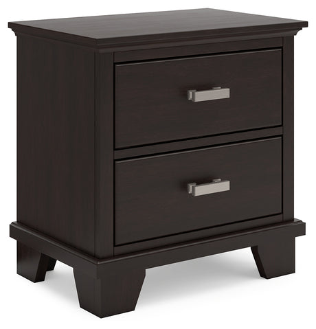Covetown Full Panel Bed with Mirrored Dresser, Chest and Nightstand in Dark Brown from Ashley - Luna Furniture