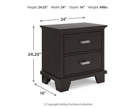 Covetown Full Panel Bed with Mirrored Dresser, Chest and Nightstand in Dark Brown from Ashley - Luna Furniture