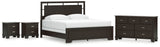 Covetown King Panel Bed with Dresser and 2 Nightstands in Dark Brown from Ashley - Luna Furniture