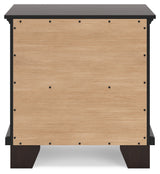Covetown Queen Panel Bed with Mirrored Dresser, Chest and Nightstand in Dark Brown from Ashley - Luna Furniture