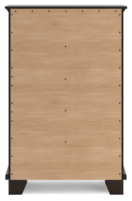 Covetown Twin Panel Bed with Mirrored Dresser, Chest and Nightstand in Dark Brown from Ashley - Luna Furniture