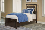 Covetown Twin Panel Bed with Mirrored Dresser in Dark Brown from Ashley - Luna Furniture