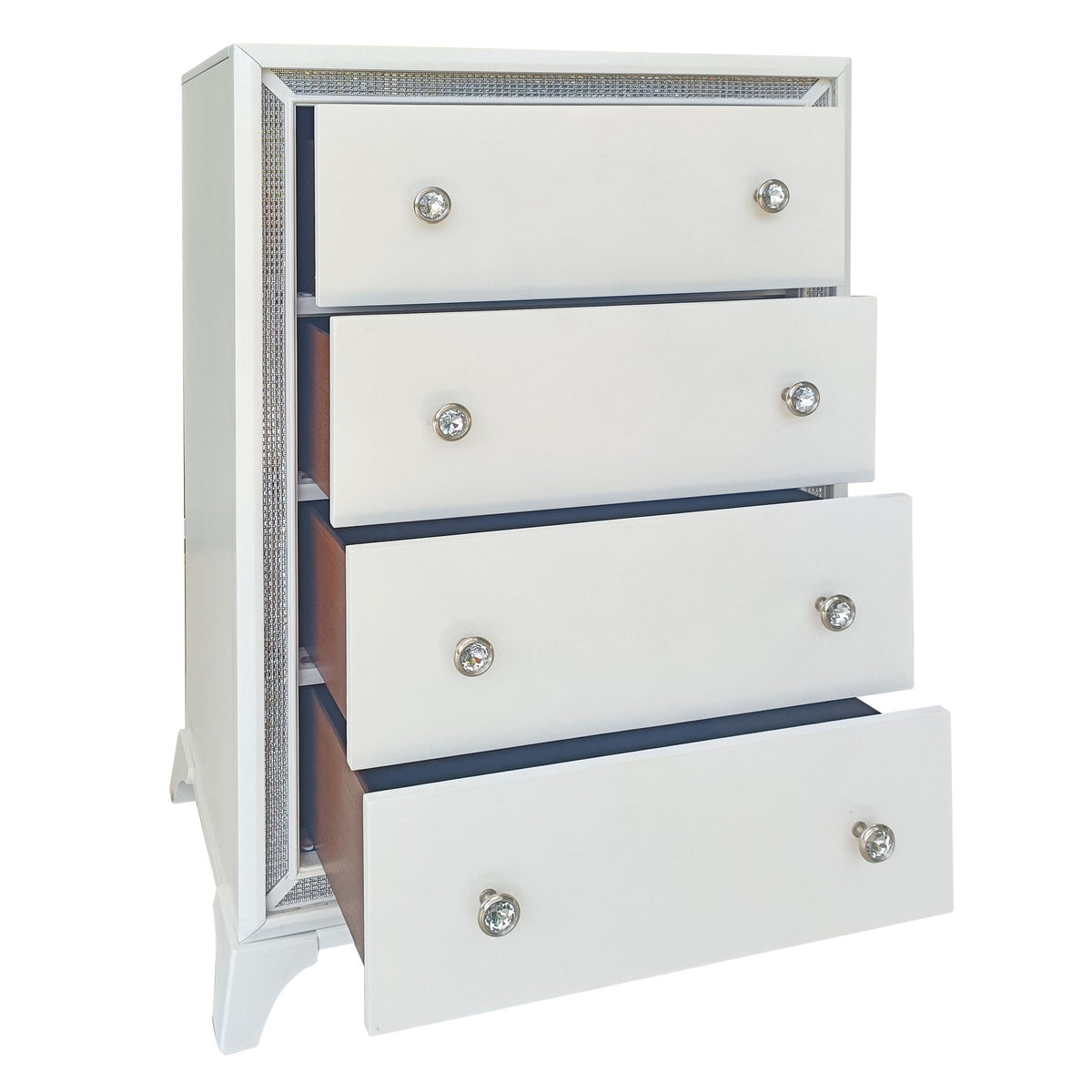 Cassie Shimmering Pearl Illuminating 5-Drawer Chest from Steve Silver - Luna Furniture