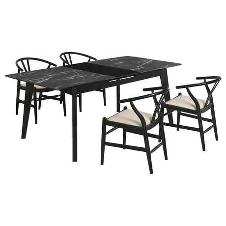 Crestmont Black 5-Piece Dining Set with Extension Leaf from Coaster - Luna Furniture