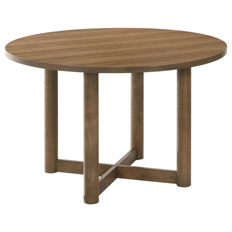 Crestmore Walnut Round Wood Dining Table from Coaster - Luna Furniture