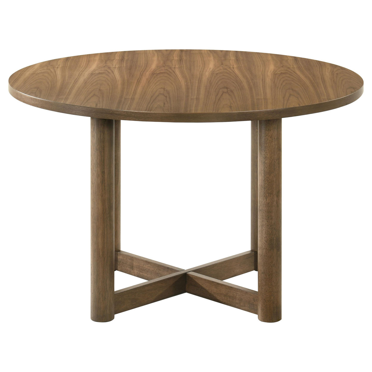 Crestmore Walnut Round Wood Dining Table from Coaster - Luna Furniture