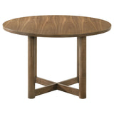 Crestmore Walnut Round Wood Dining Table from Coaster - Luna Furniture