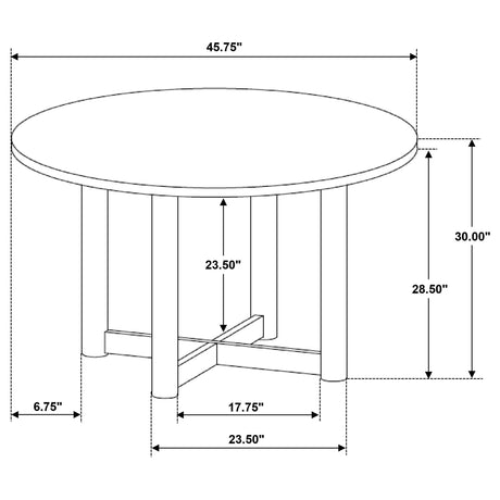 Crestmore Walnut 5-piece 46-inch Round Wood Dining Set from Coaster - Luna Furniture