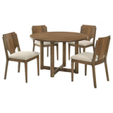Crestmore Walnut 5-piece 46-inch Round Wood Dining Set from Coaster - Luna Furniture