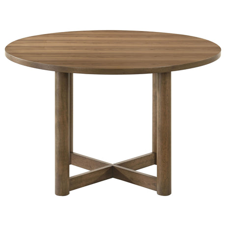 Crestmore Walnut 5-piece 46-inch Round Wood Dining Set from Coaster - Luna Furniture