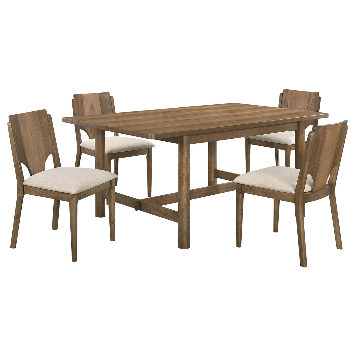 Crestmore Walnut 5-piece Rectangular Dining Set from Coaster - Luna Furniture