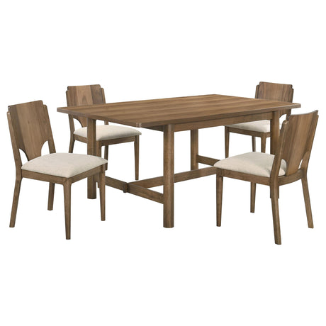Crestmore Walnut 5-piece Rectangular Dining Set from Coaster - Luna Furniture