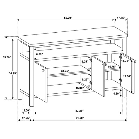 Crestmore Walnut Dining Cabinet Sideboard Buffet from Coaster - Luna Furniture