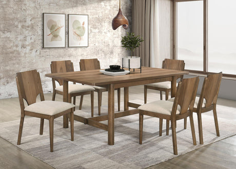 Crestmore Walnut 7-piece Rectangular Dining Set from Coaster - Luna Furniture
