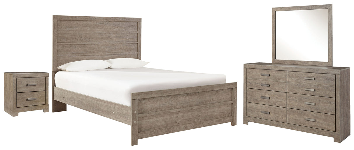 Culverbach Full Panel Bed with Mirrored Dresser and 2 Nightstands in Gray from Ashley - Luna Furniture
