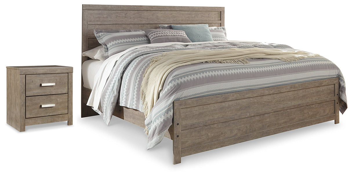 Culverbach King Panel Bed with Nightstand in Gray from Ashley Furniture - Luna Furniture