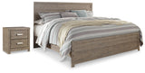 Culverbach King Panel Bed with Nightstand in Gray from Ashley Furniture - Luna Furniture