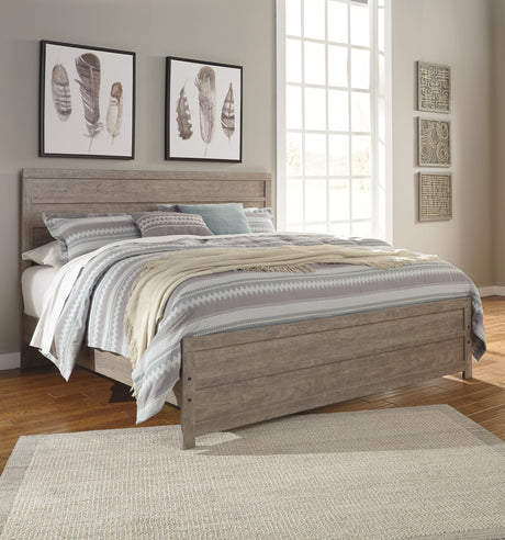 Culverbach King Panel Bed with Nightstand in Gray from Ashley - Luna Furniture