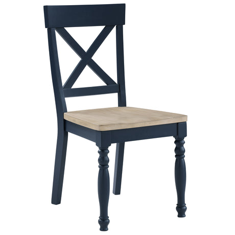 Darcy Solid Wood Side Chair, Midnight Blue and Natural Finish, Set of 2 from Steve Silver - Luna Furniture