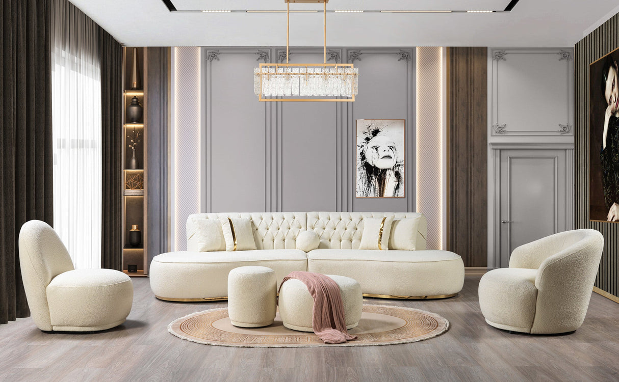 Cloe Ivory Boucle Stool from Nova Furniture - Luna Furniture