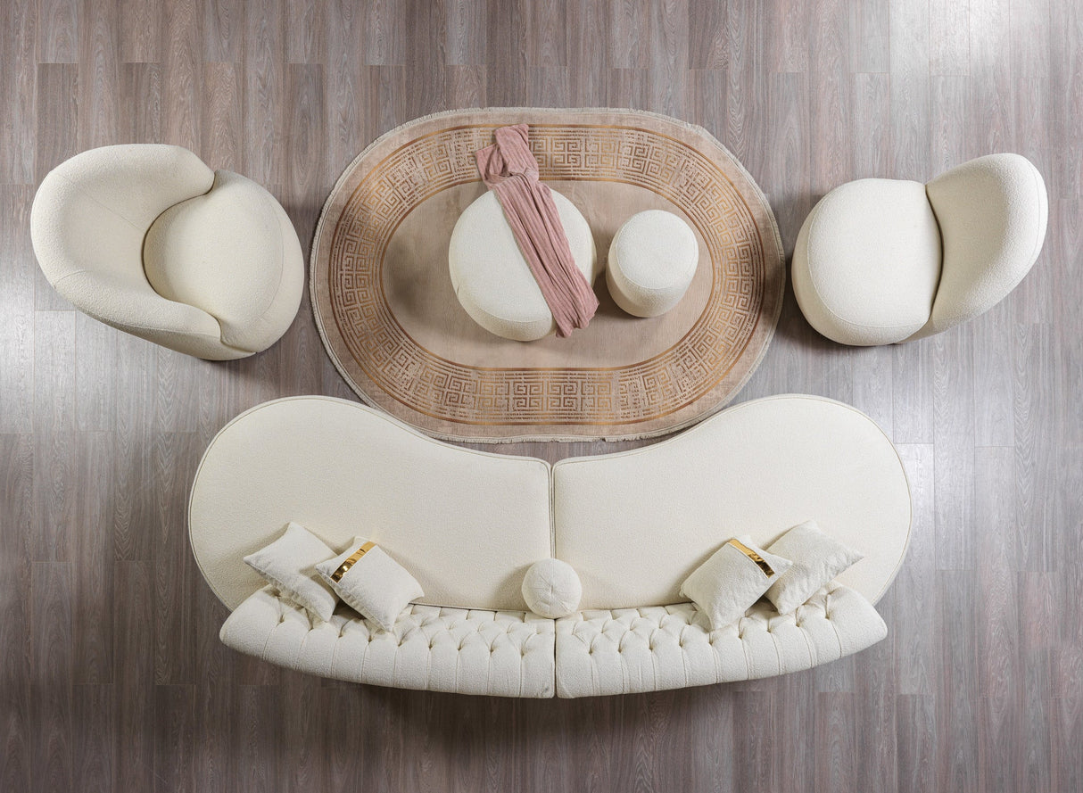 Cloe Ivory Boucle Stool from Nova Furniture - Luna Furniture
