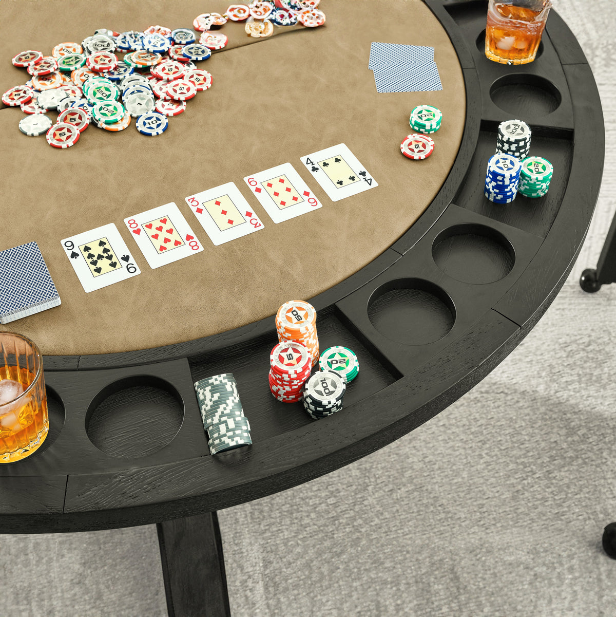 Rylie Black 48" Round Counter Dining Table with 4 Drawers and Game Top from Steve Silver - Luna Furniture