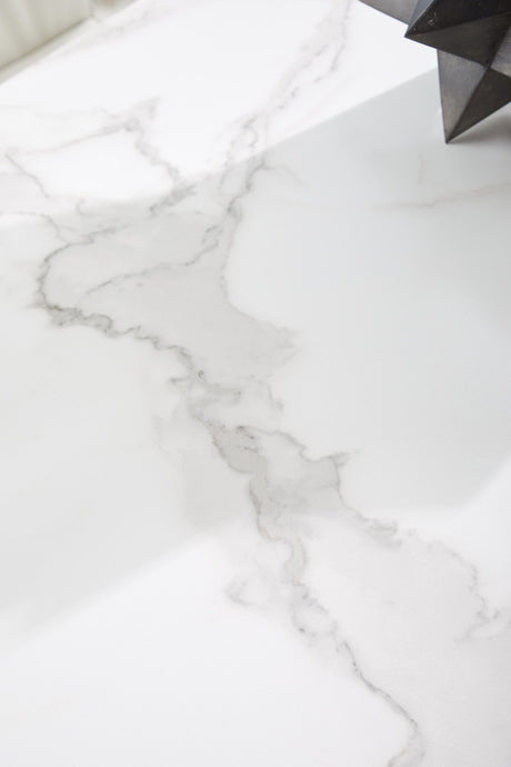 Torque Extension Dining Table in Matte Dark Gray, White Ceramic from Essentials For Living - Luna Furniture