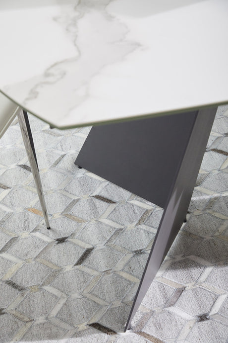 Torque Extension Dining Table in Matte Dark Gray, White Ceramic from Essentials For Living - Luna Furniture