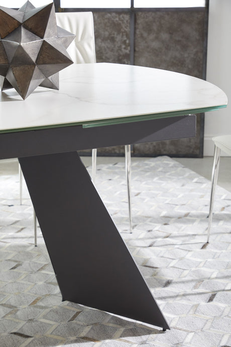 Torque Extension Dining Table in Matte Dark Gray, White Ceramic from Essentials For Living - Luna Furniture