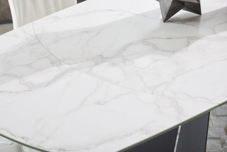 Torque Extension Dining Table in Matte Dark Gray, White Ceramic from Essentials For Living - Luna Furniture