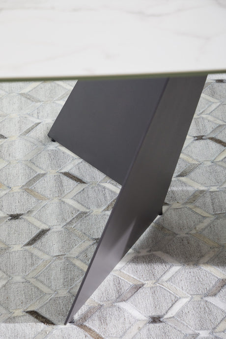 Torque Extension Dining Table in Matte Dark Gray, White Ceramic from Essentials For Living - Luna Furniture