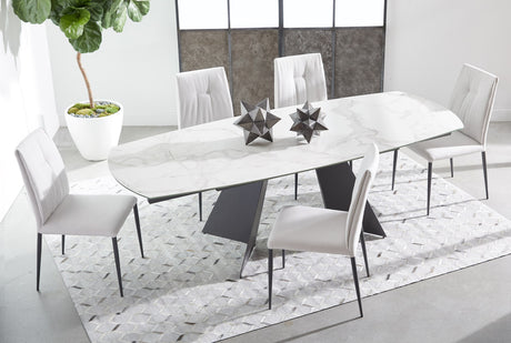 Torque Extension Dining Table in Matte Dark Gray, White Ceramic from Essentials For Living - Luna Furniture