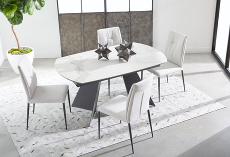 Torque Extension Dining Table in Matte Dark Gray, White Ceramic from Essentials For Living - Luna Furniture
