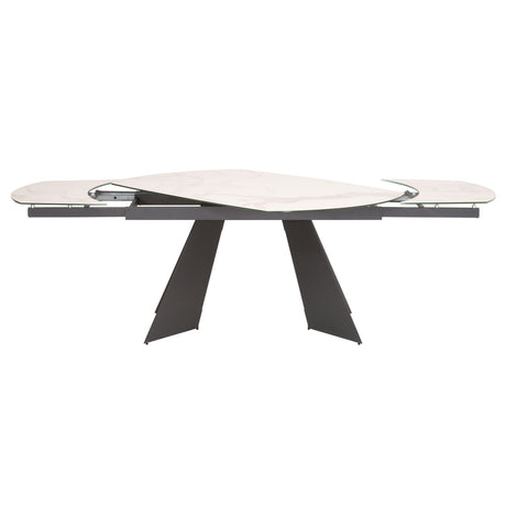 Torque Extension Dining Table in Matte Dark Gray, White Ceramic from Essentials For Living - Luna Furniture