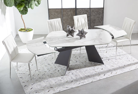 Torque Extension Dining Table in Matte Dark Gray, White Ceramic from Essentials For Living - Luna Furniture